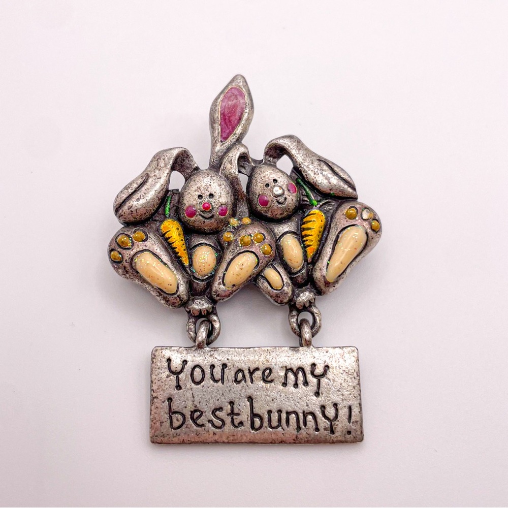 Easter Vintage AJMC Rabbit Brooch/Pin You Are My Best Bunny